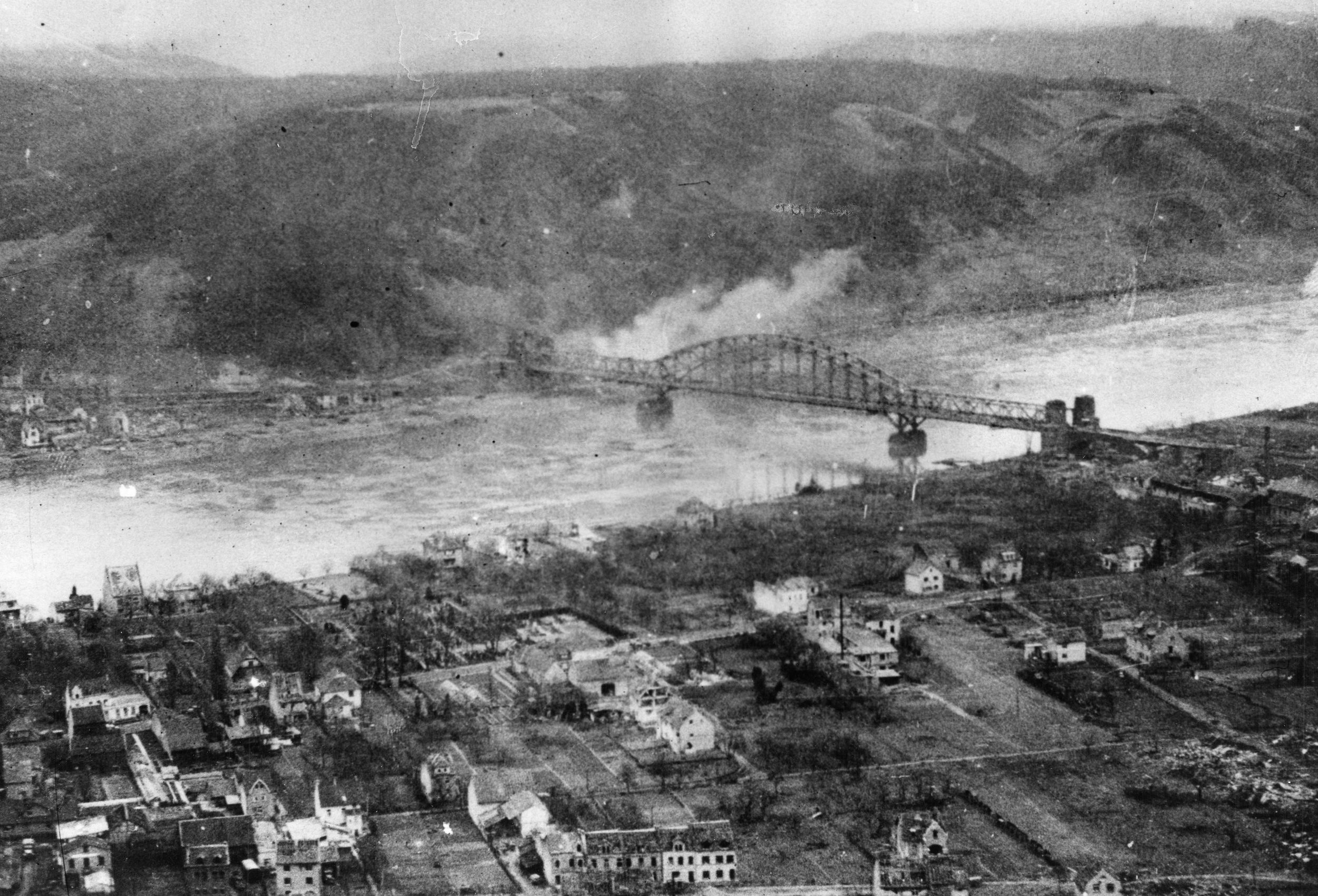 Cohn crossed the Rhine River on the Ludendorff bridge, the only bridge over the Rhine captured by the Allies. The bridge collapsed into the river 10 days after it was captured.
