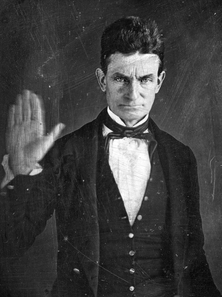 An 1847 photo of John Brown taken by Augustus Washington, an African American photographer working in Springfield, Massachussets.  The son of a former slave, Washington immigrated to Liberia in 1852, and later served in the country’s government. 