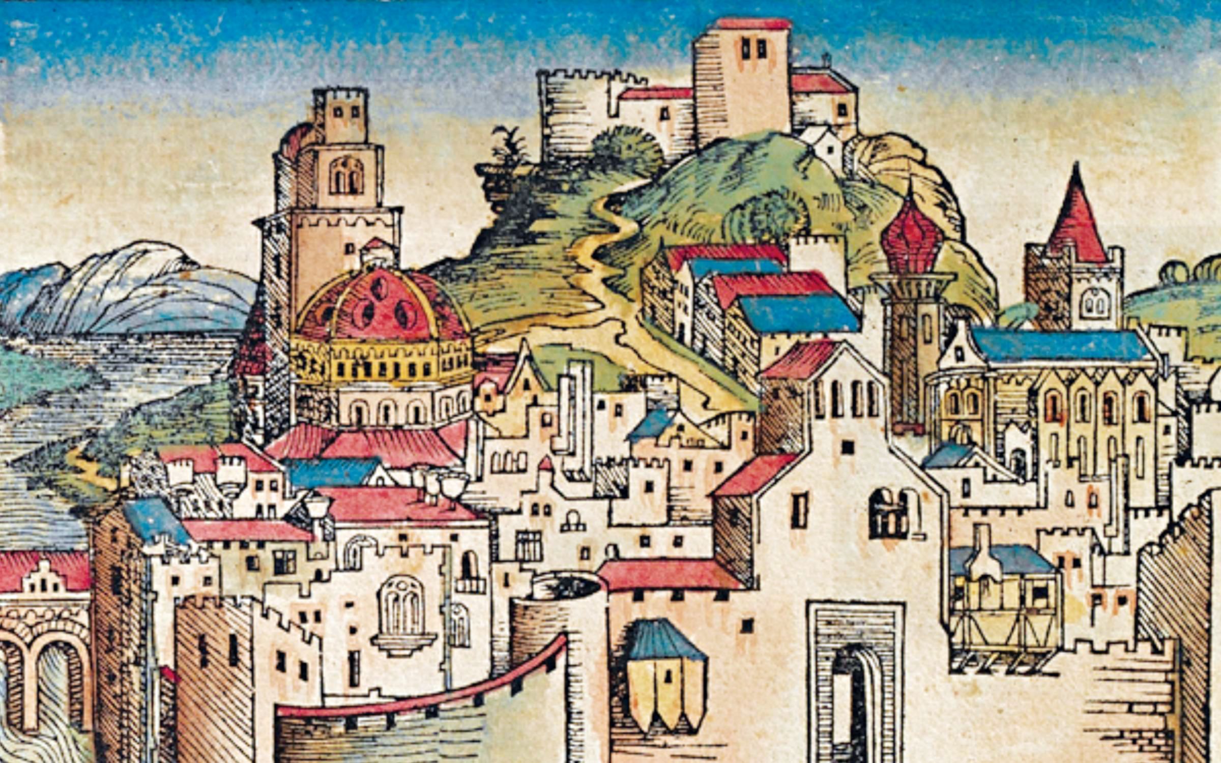 An idealized woodcut Illustration of the city of Carthage from the 1493 “Nuremberg Chronicle” (Liber Chronicarum) by Michael Wolgemut (German, 1434–1519).