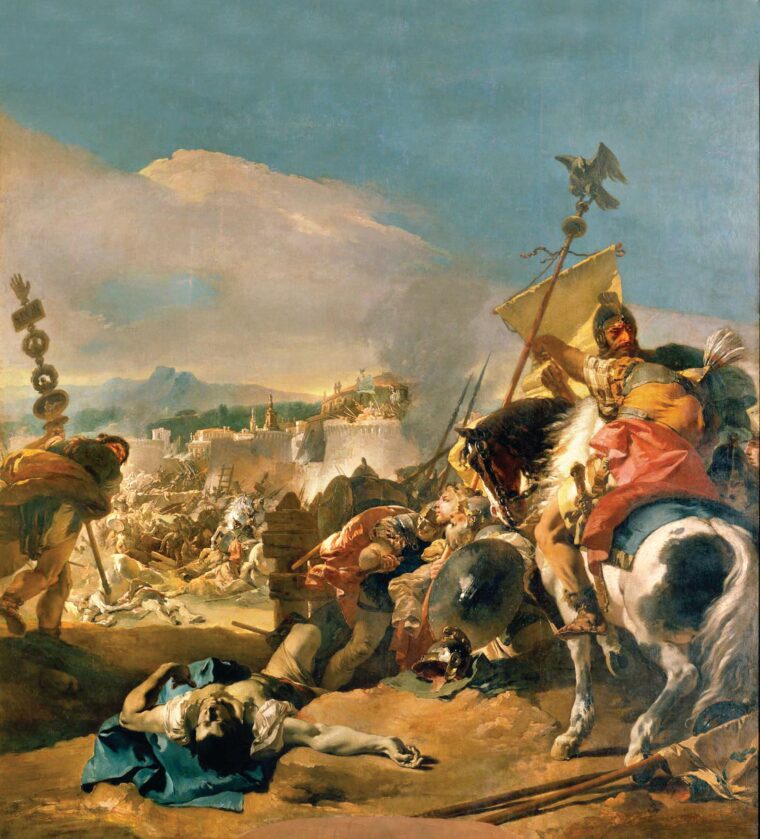 “The Capture of Carthage,” by Giovanni Battista Tiepolo (Italian, 1696–1770). In the third and final Punic War, the Romans laid siege to the city of Carthage for three years and ultimately destroyed it. 