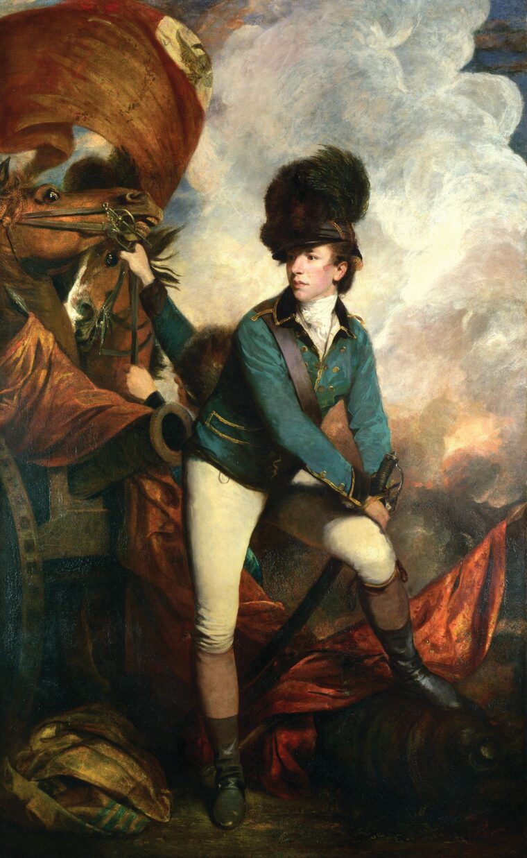 Lieutenant Colonel Banastre Tarleton commanded the Loyalist British Legion. In this famous portrait by Joshua Reynolds, Tarleton hides his right hand because he had two fingers shot off at the Battle of Guilford Courthouse.