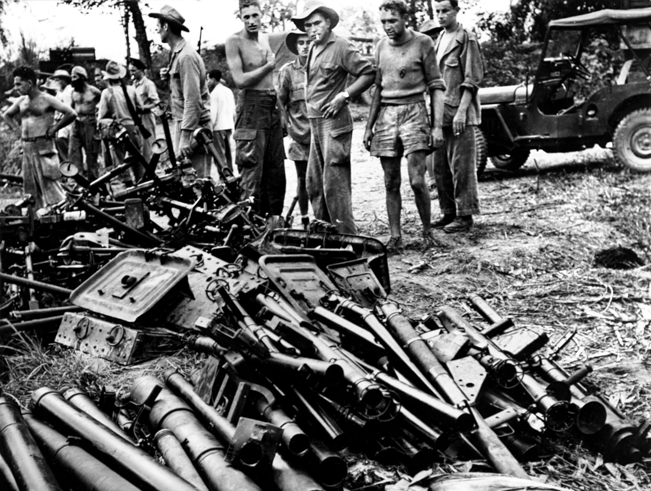 French troops capture Viet Minh weapons and ammunition at Phu Doan, January 1953. In nearby Phú Yên, two Russian Molotova trucks were also discovered, the first proof that the Soviet Union was backing the Viet Minh.