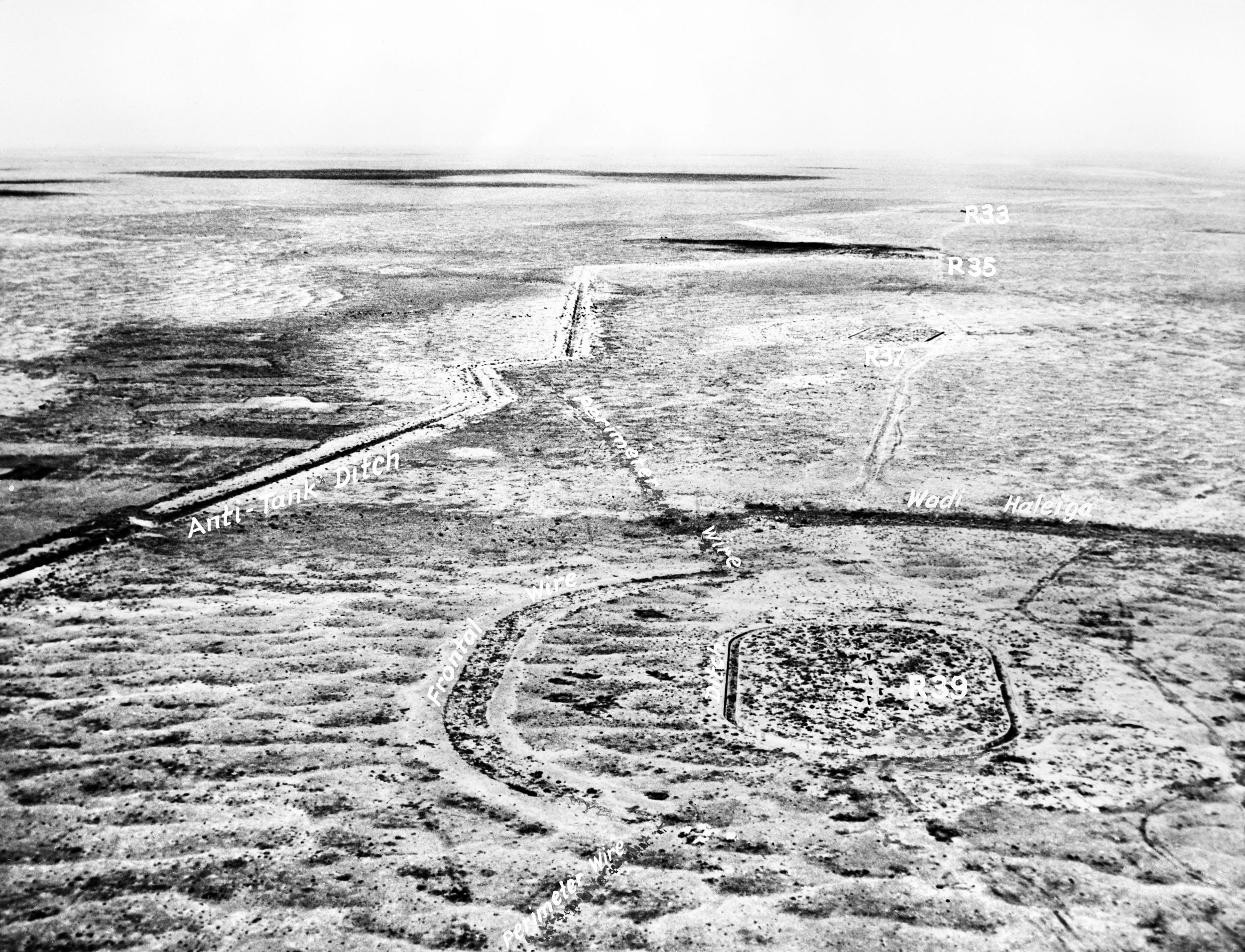An aerial photo of a key strongpoint in the southern sector of the Tobruk defenses reveals the strength of the network of defenses that enabled the Australians to repulse Rommel’s elite units.
