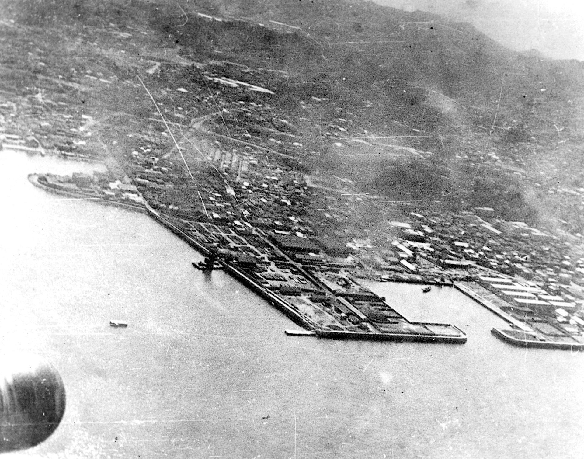 This photo of the Yokusuka naval base was taken from a window in Doolittle’s bomber during the raid.