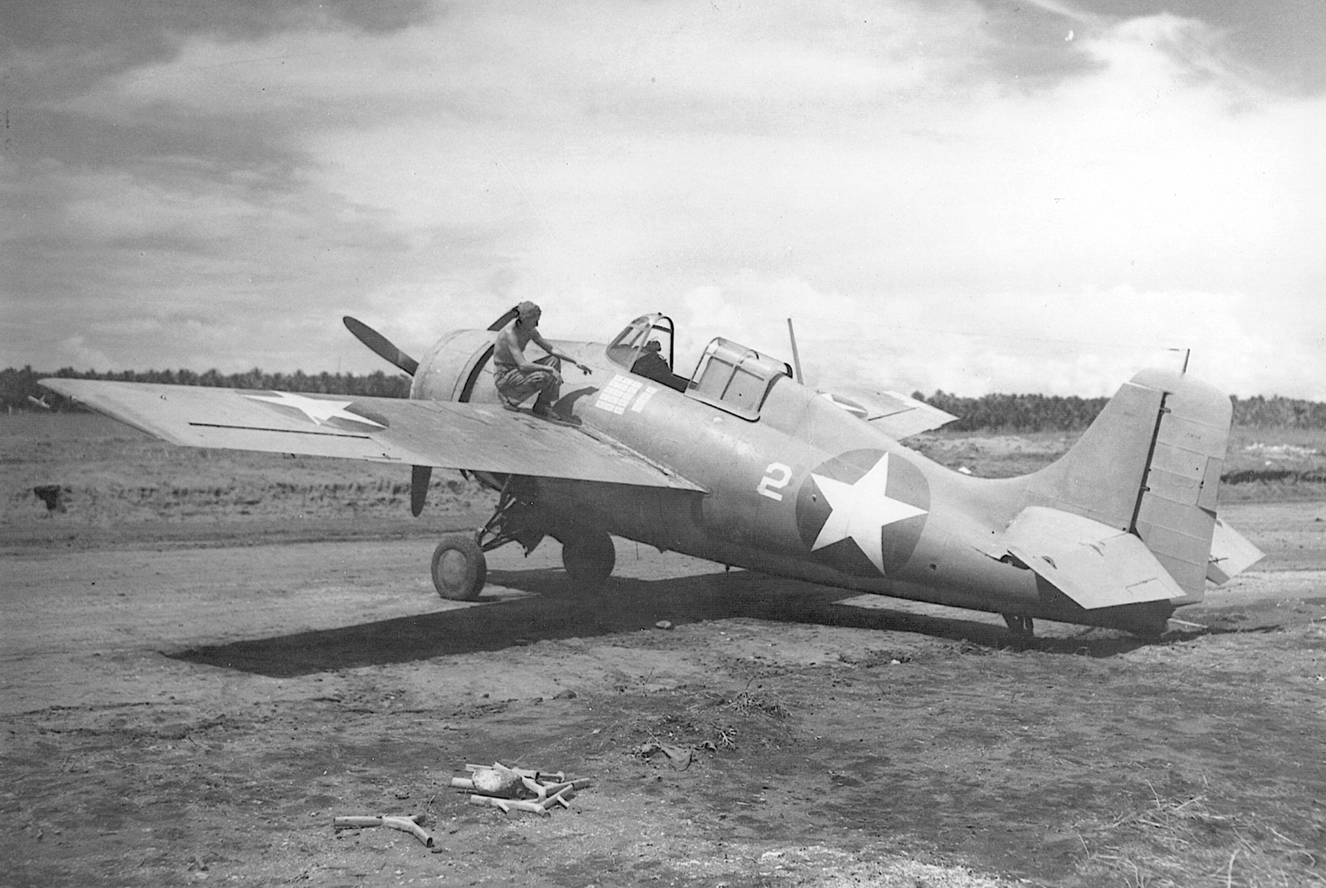 An F4F on the ground at Guadalcanal. 