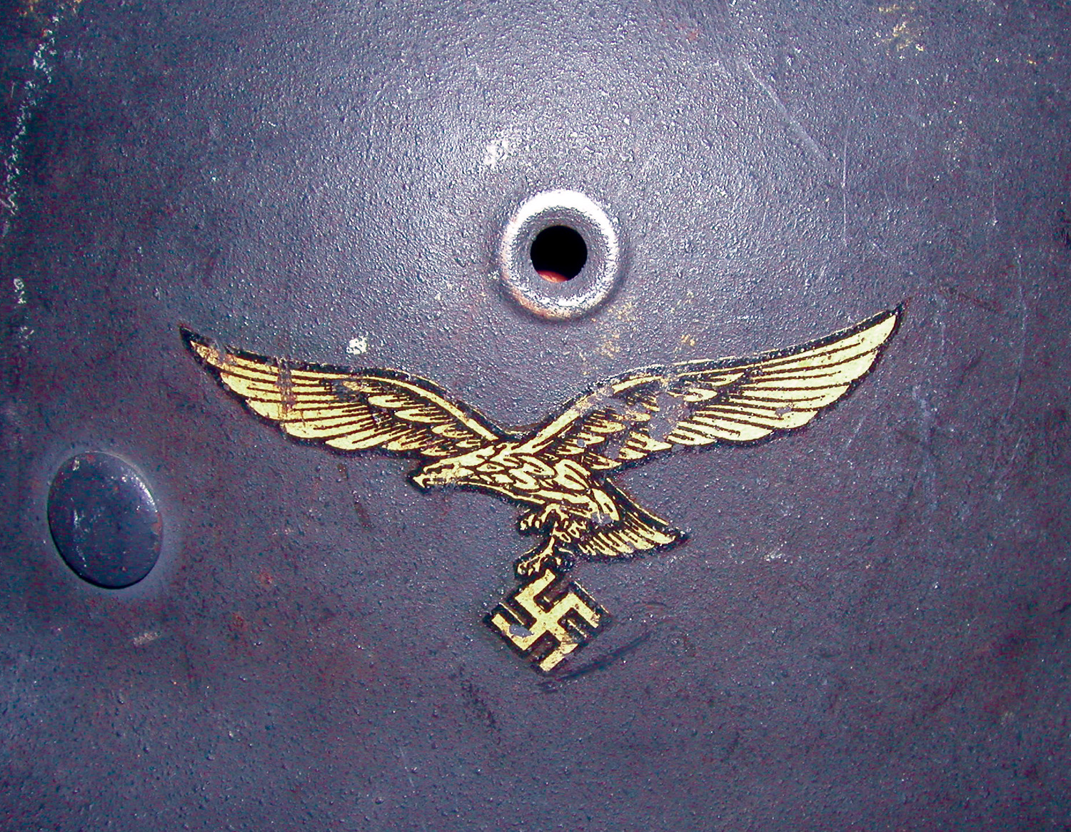 A Luftwaffe decal attached to its helmet.