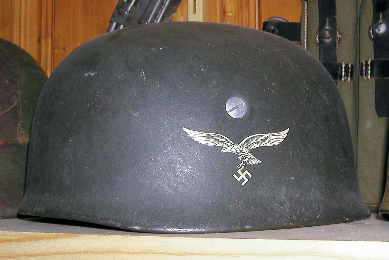 A Luftwaffe paratrooper helmet of WWII.