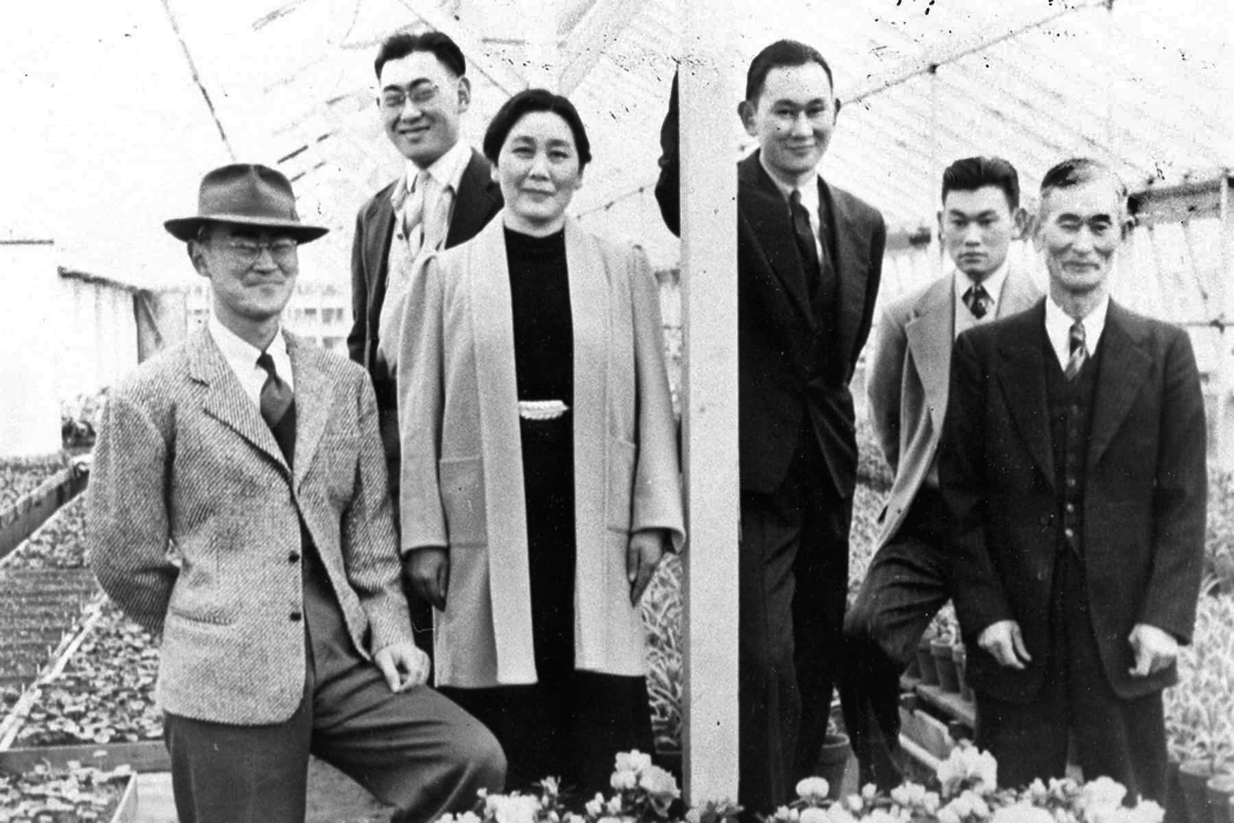 A young Fred Korematsu, second from right (in back), stands with members of his family in the 1940s. Korematsu was caught up in the execution of an executive order mandating the resettlement of Japanese-Americans due to fears of sabotage and subversion.