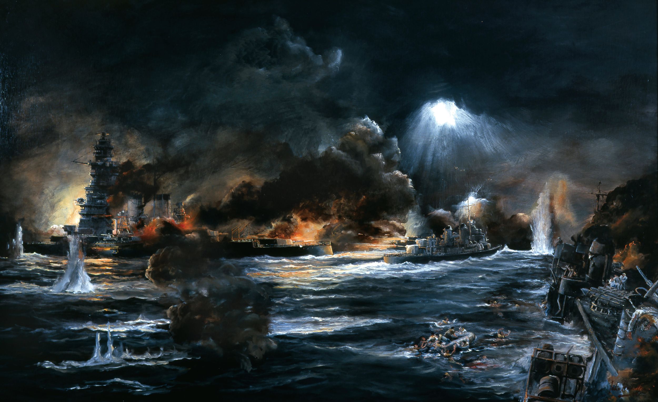 During Guadalcanal in November 1942, the bridge of the USS San Francisco was hit by a shell from a Japanese battleship, killing Captain Young, Admiral Daniel Callaghan, and several other officers.