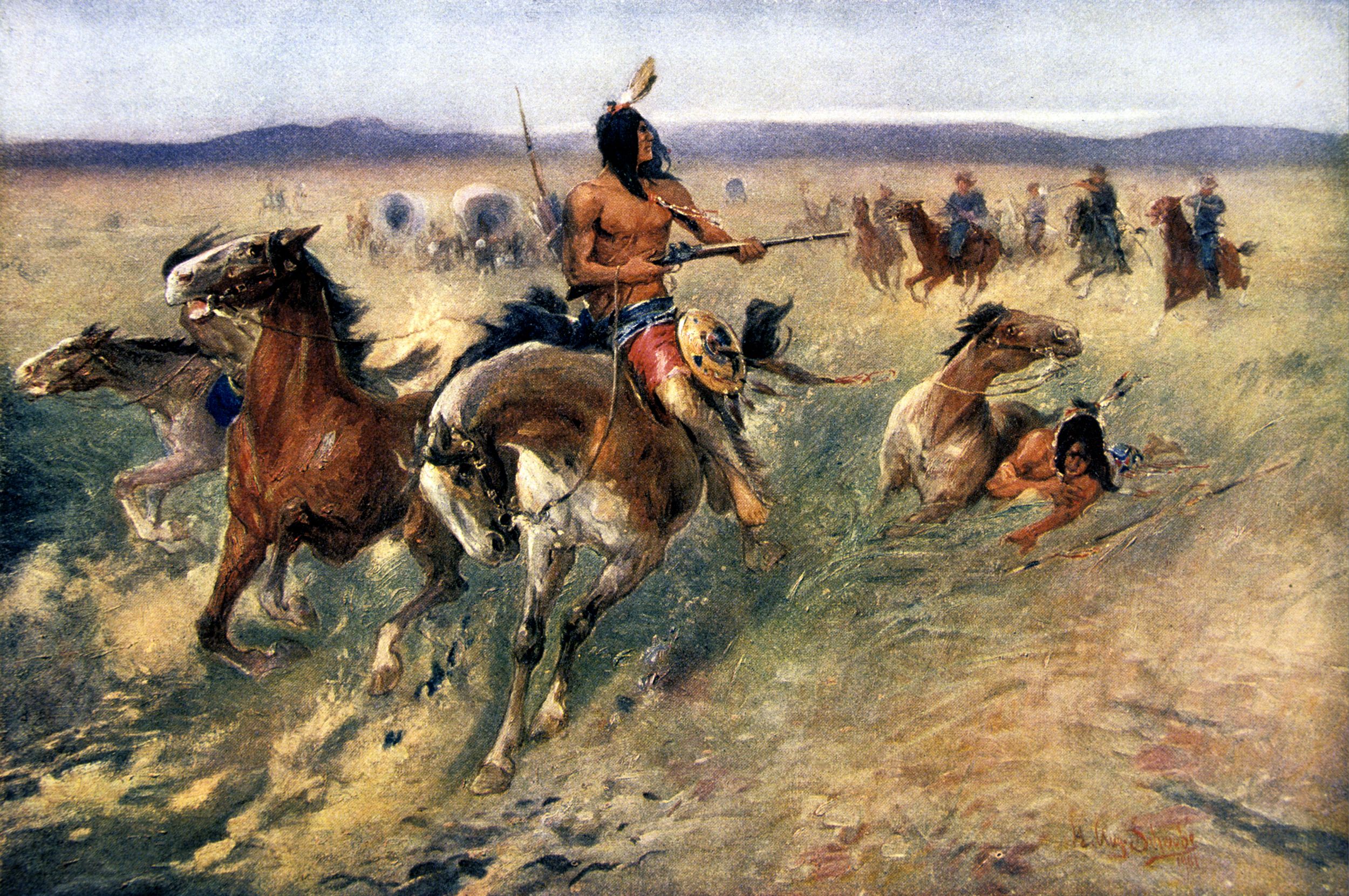 Colonel Sumner’s unusual order for his men to charge with sabers unnerved the Cheyenne warriors, who believed they were protected only from the trooper’s bullets by the powers of spiritual waters. The Cheyenne turned and galloped away. Sumner pursued them for more than five miles, but only mangaged to catch up with a few. 