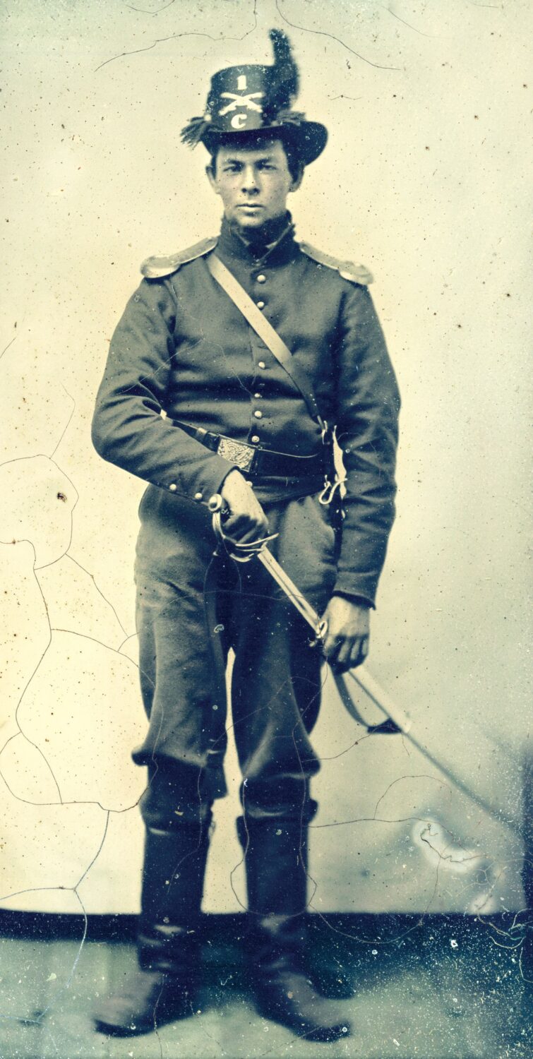 The first two U.S. Army cavalry regiments were organized by Secretary of War Jefferson Davis in 1855. Troopers were issued new uniforms—dark blue short jackets, sky blue trousers, black felt Hardee hats, Sharps carbines, pistols, and cavalry sabers—that would remain in use into the Civil War.