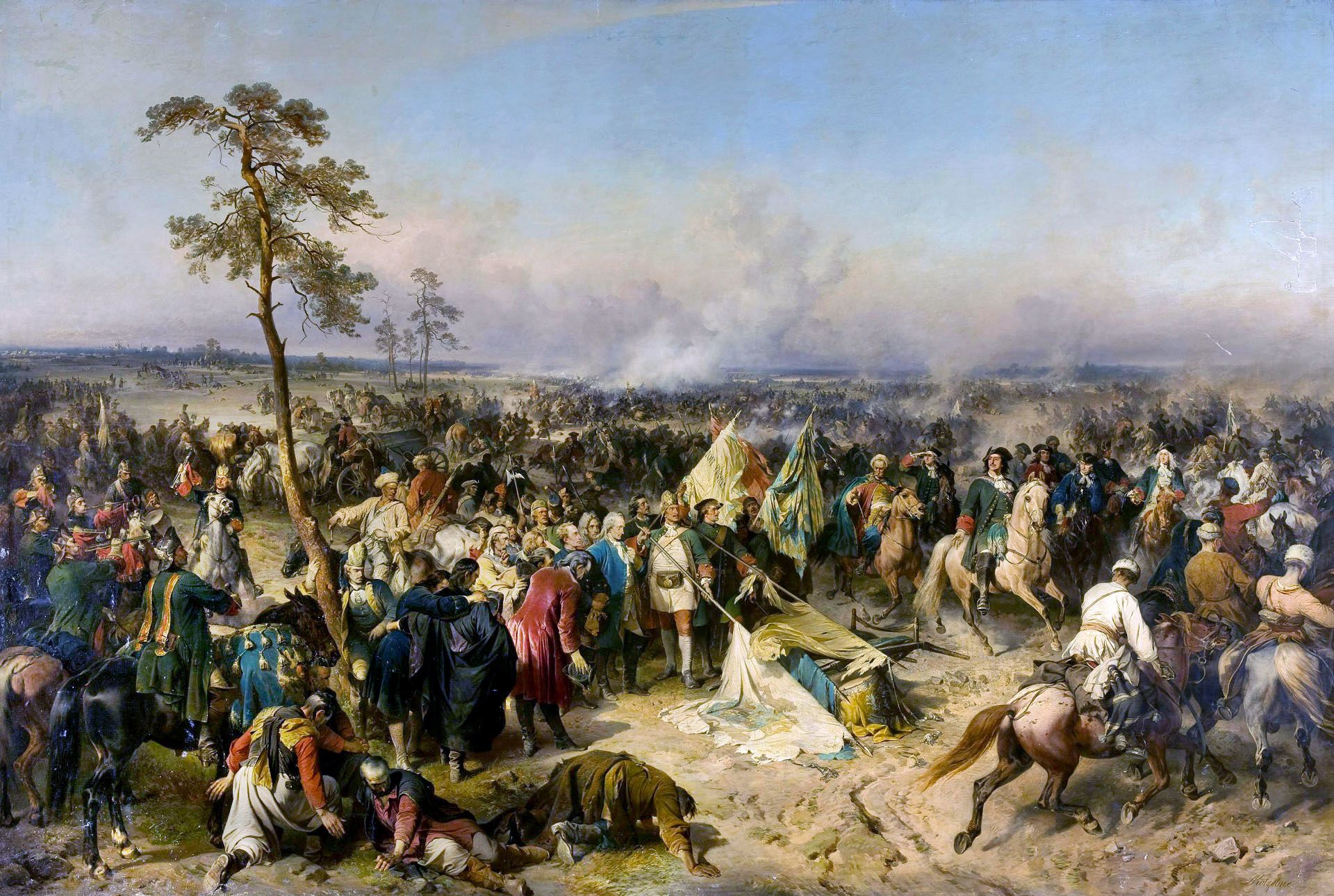 A victorious Tsar Peter I after the Battle of Poltva, a watershed moment in Russian and European history.