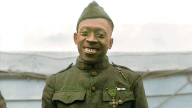 U.S. Army Sergeant Henry Johnson, 369th Infantry Regiment, 93d Infantry Division, AEF, wearing France’s highest honor for valor, the Croix de Guerre. Johnson would finally be awarded a Medal of Honor by President Obama in 2015.