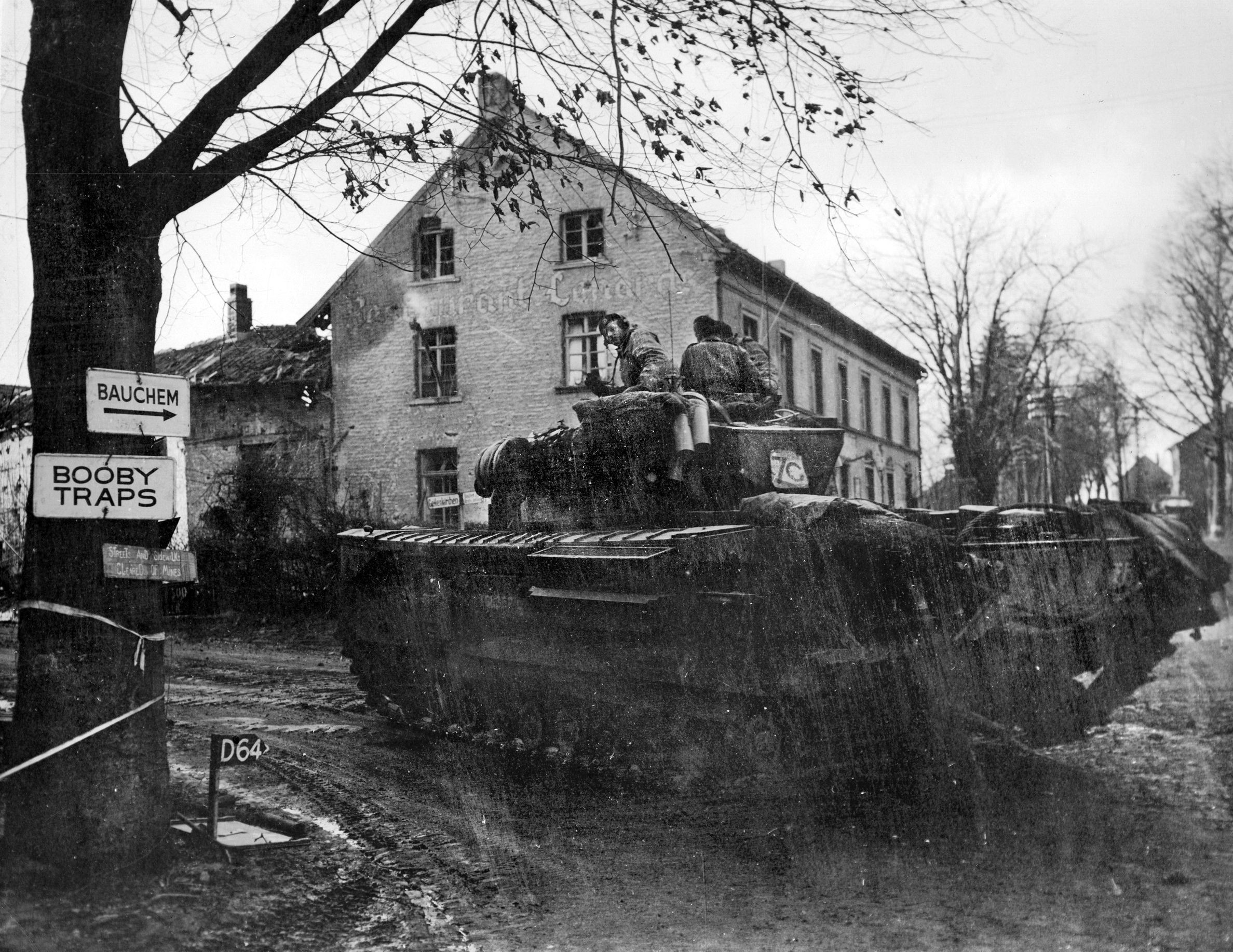 Along with the U.S. 84th Infantry Division, the heavy armor of the British 34th Tank Brigade, 4th/7th Royal Dragoon Guards, and the 79th Armored Division wrested control of Geilenkirchen from the Germans.