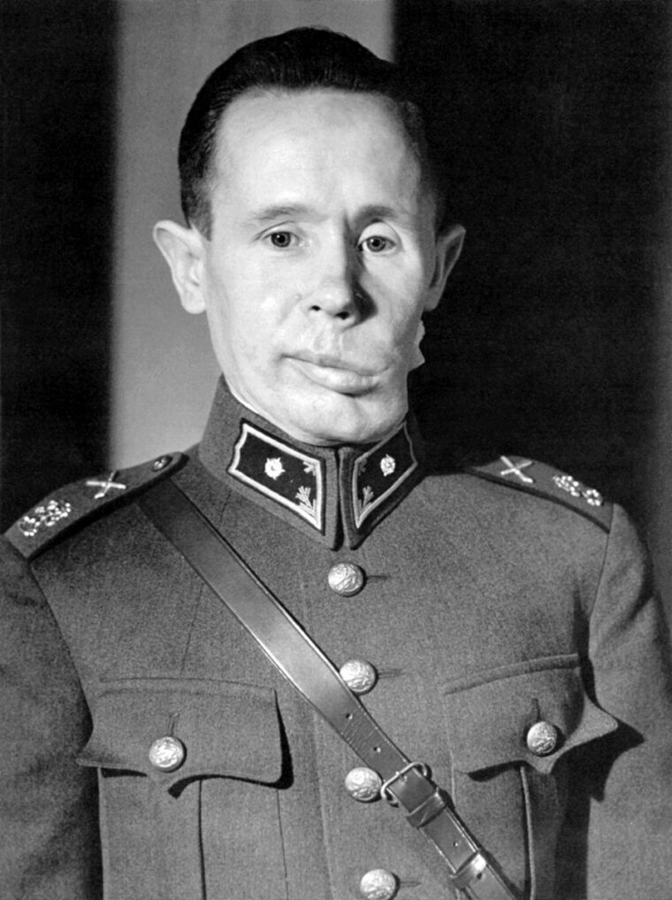 Simo Häyhä was grievously wounded by a Soviet soldier’s explosive bullet that struck him in the lower left jaw on March 6, 1940. Miraculously, he reached the age of 96 before his death in 2002.