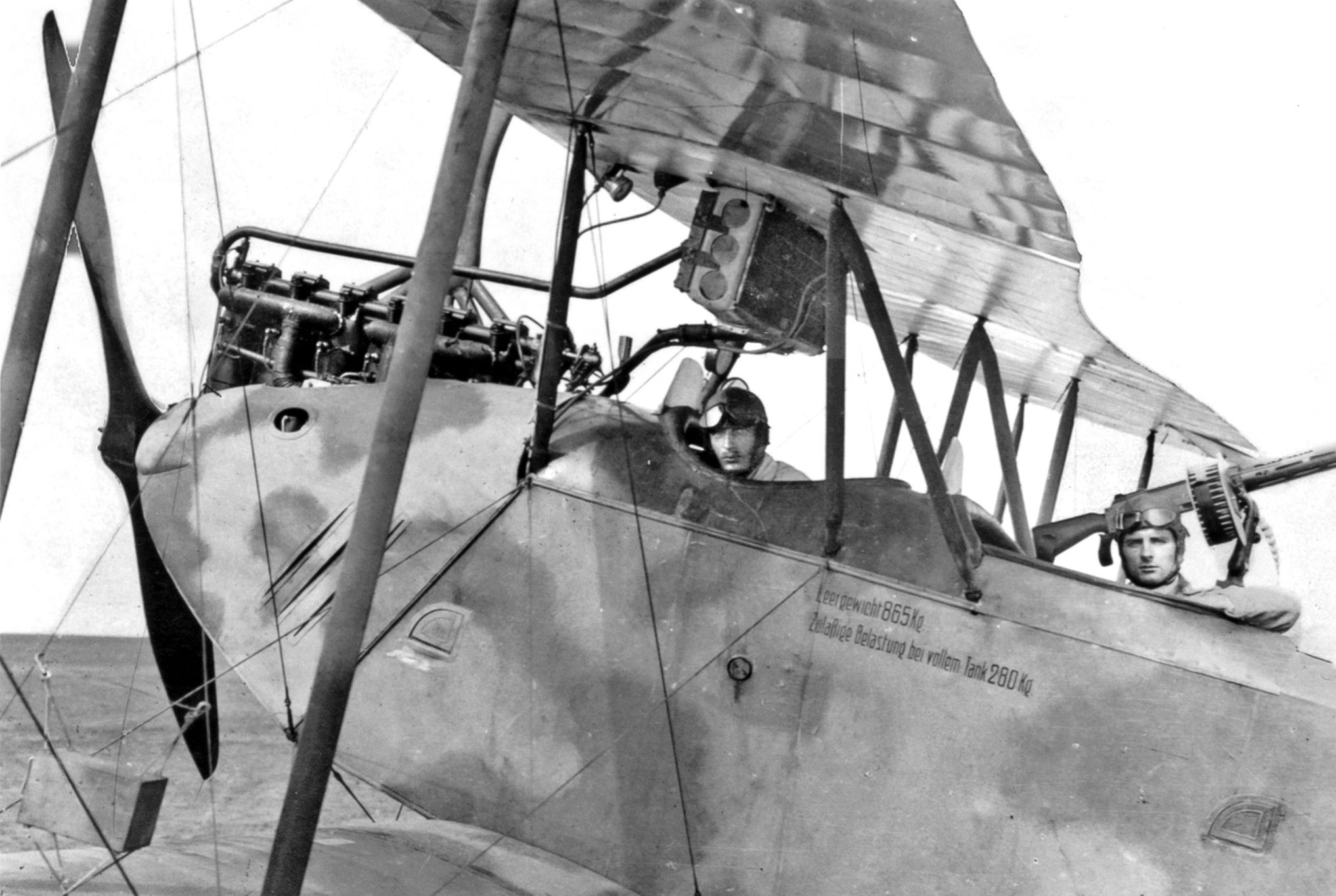 Squadron leader Helmuth Felmy, left, in his “Albatross” aircraft in 1916. In World War II, Felmy was promoted to General der Flieger in the Luftwaffe.  German planes, especially FA 300 (Fliegerabteiliung- Flight Detachment) played an important role in collecting intelligence on enemy forces from the air.