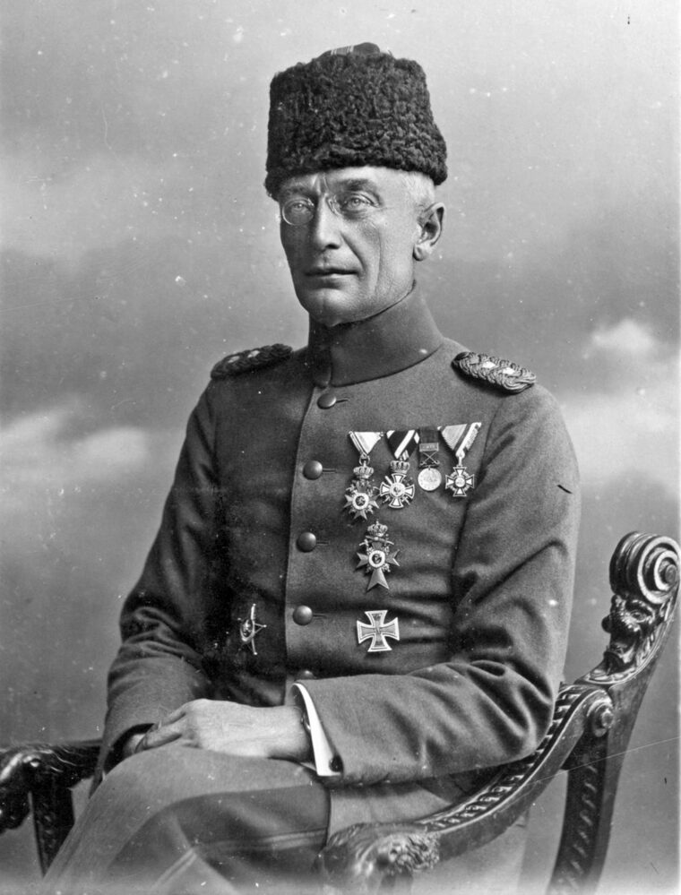 The German Colonel Friedrich Freiherr Kress von Kressenstein, a main leader of the Ottoman Desert Command Force (DCF), twice crossed the Sinai from Palestine to capture or disable the Suez Canal. The second failed attack ended at the Battle of Romani 25 miles east of the canal.