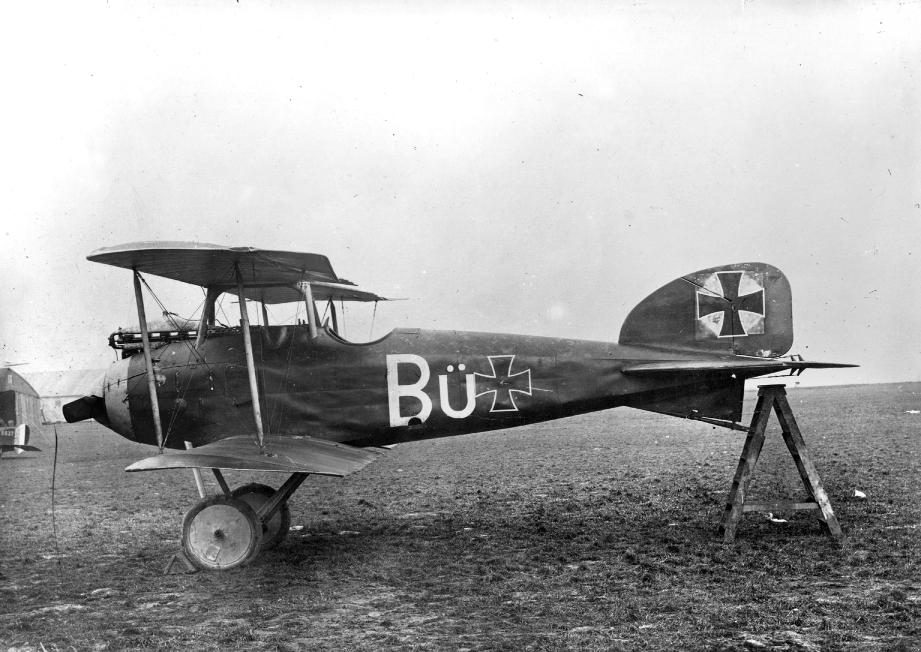 A captured German Albatros D.I used by Manfred von Richthofen’s “Flying Circus.” Consisting of four squadrons, the Jagdgeschwader I (JG I) was the first fighter wing formed by the Imperial German Air Service. With brightly colored planes (to avoid friendly ground fire) the JG I traveled by rail to where they were needed and set up tents at temporary airfields. 