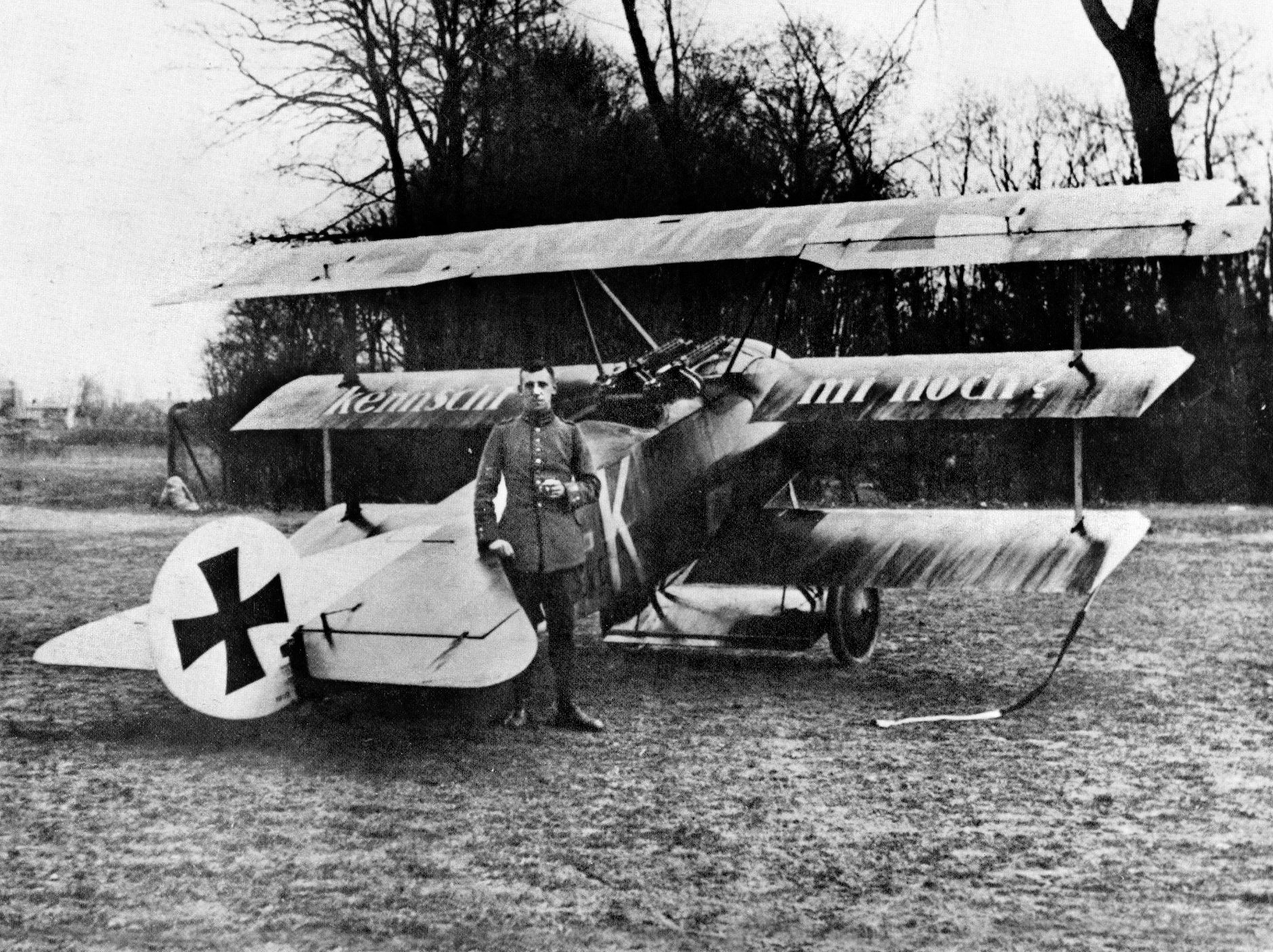 Lieutenant Friedrich Kempf of Jagdstaffel Zwei (fighter squadron 2).  The phrase painted on the wings of his Fokker Dr. I, “kennscht mi noch?,” would be the English equivalent of “remember me?”