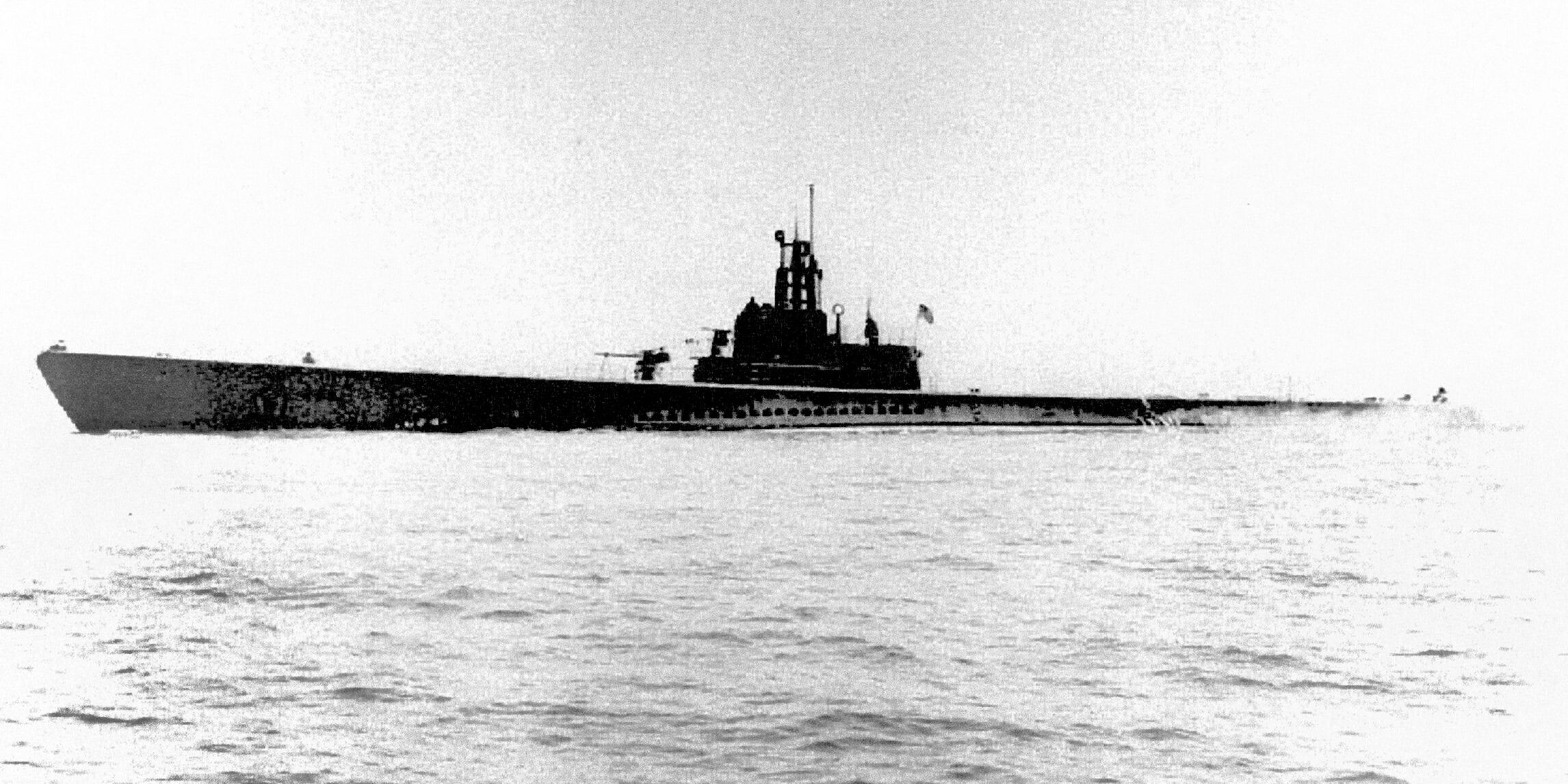 Profile of the USS Sculpin surfaced off the coast of California in the spring of 1943 after undergoing a major upgrade in radar and weapons systems. Sculpin was lost in action in November 1943 battling Japanese surface forces off the Caroline Islands in the Western Pacific.