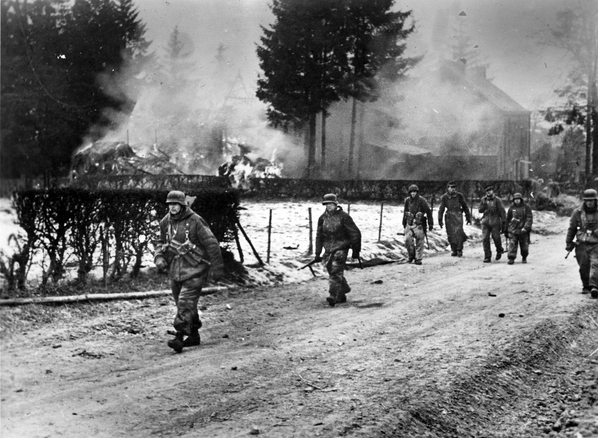 Battle-hardened German soldiers, such as these panzergrenadiers photographed earlier in the war, were brought in to help mount a more effective defense in the Reichswald, delaying the British drive into the industrialized Ruhr.