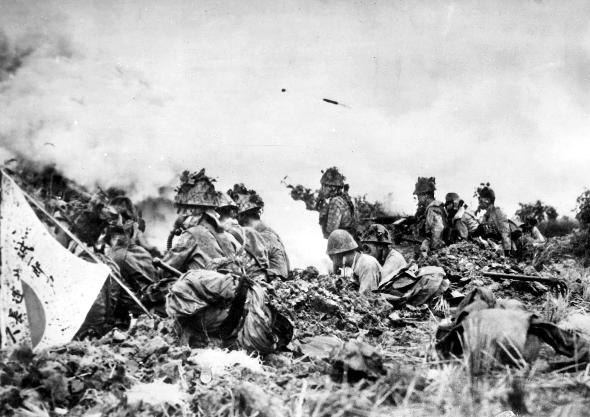 Preparing to assault Chinese defensive positions guarding the city of Changsha, Japanese soldiers await the order to advance. The Chinese Nationalists, led by Chiang Kai-shek, and their Communist adversaries, under Mao Tse-tung, formed an uneasy alliance against their common enemy.