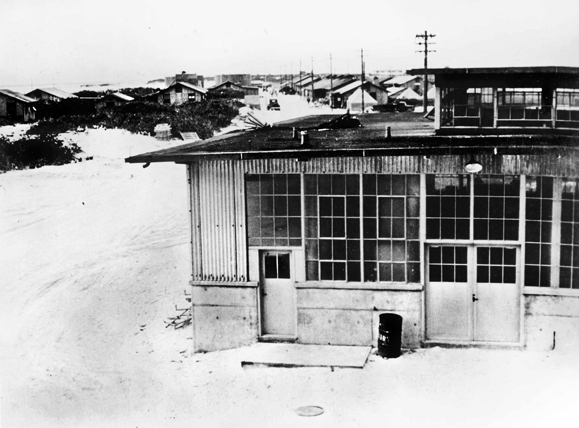 The laundry building on Sand Island was damaged in the Japanese bombardment of Midway on December 7, 1941. It was hit again in June 1942, during the epic Battle of Midway, the turning point in World War II in the Pacific.