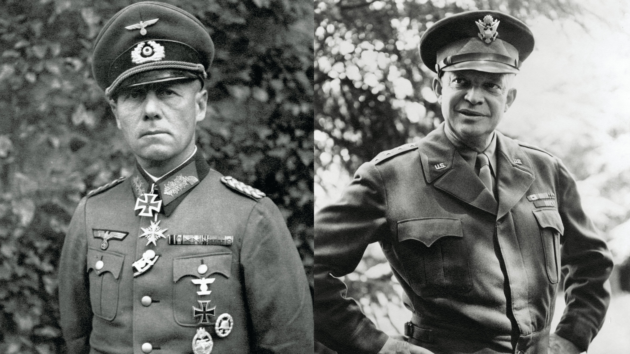 LEFT: Field Marshal Erwin Rommel remains a controversial figure known both as a shrewd, chivalrous, military commander and as Nazi with a potential role in Germany’s atrocities of war. RIGHT: General Dwight D. Eisenhower poses in his eponymous “Eisenhower jacket” or “Ike jacket,”in 1943. The “Wool Field Jacket, M-1944,” as it was officially known, debuted in the European Theater of Operations in November 1944 and was issued to U.S. troops until 1956.