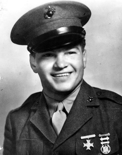 Marine Private Frank Witek received the Medal of Honor for heroism during the fighting on Guam.