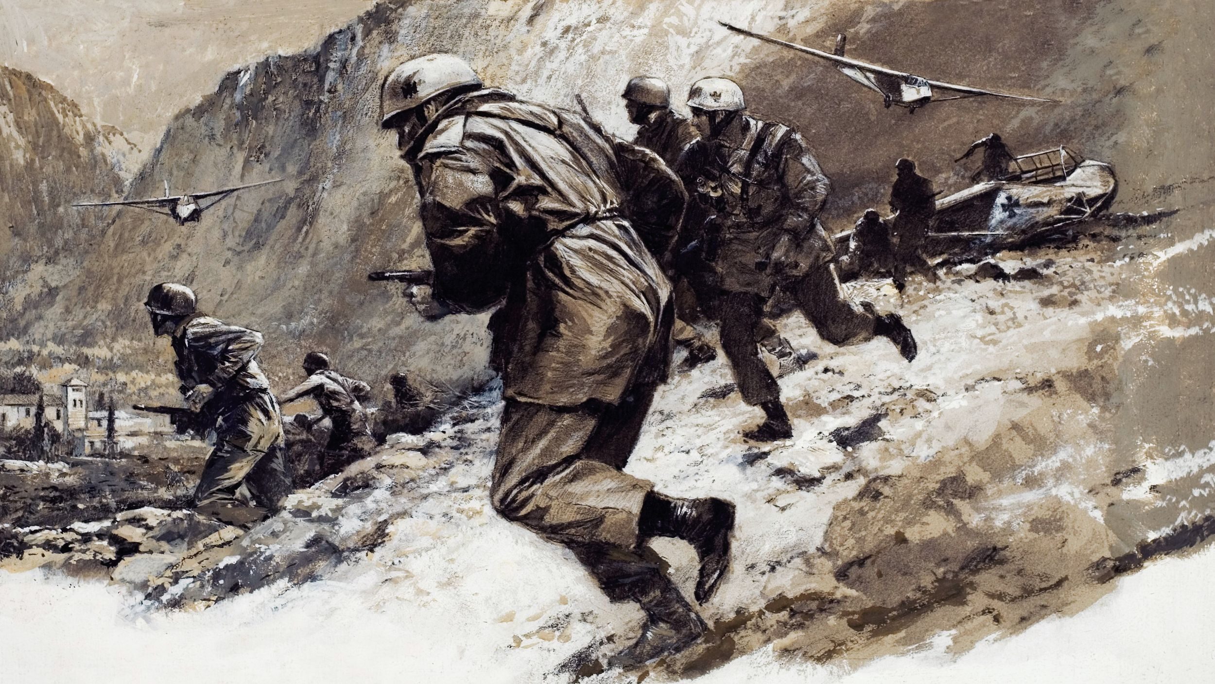 German Fallschirmjägers in 10 gliders crash-landed on a 6,990-foot plateau near the Hotel Campo Imperatore on Gran Sasso in the central Apennine Mountains on September 12, 1943. The mission objective of Operation Oak was to rescue deposed dictator Benito Mussolini from house arrest and bring him to Munich.