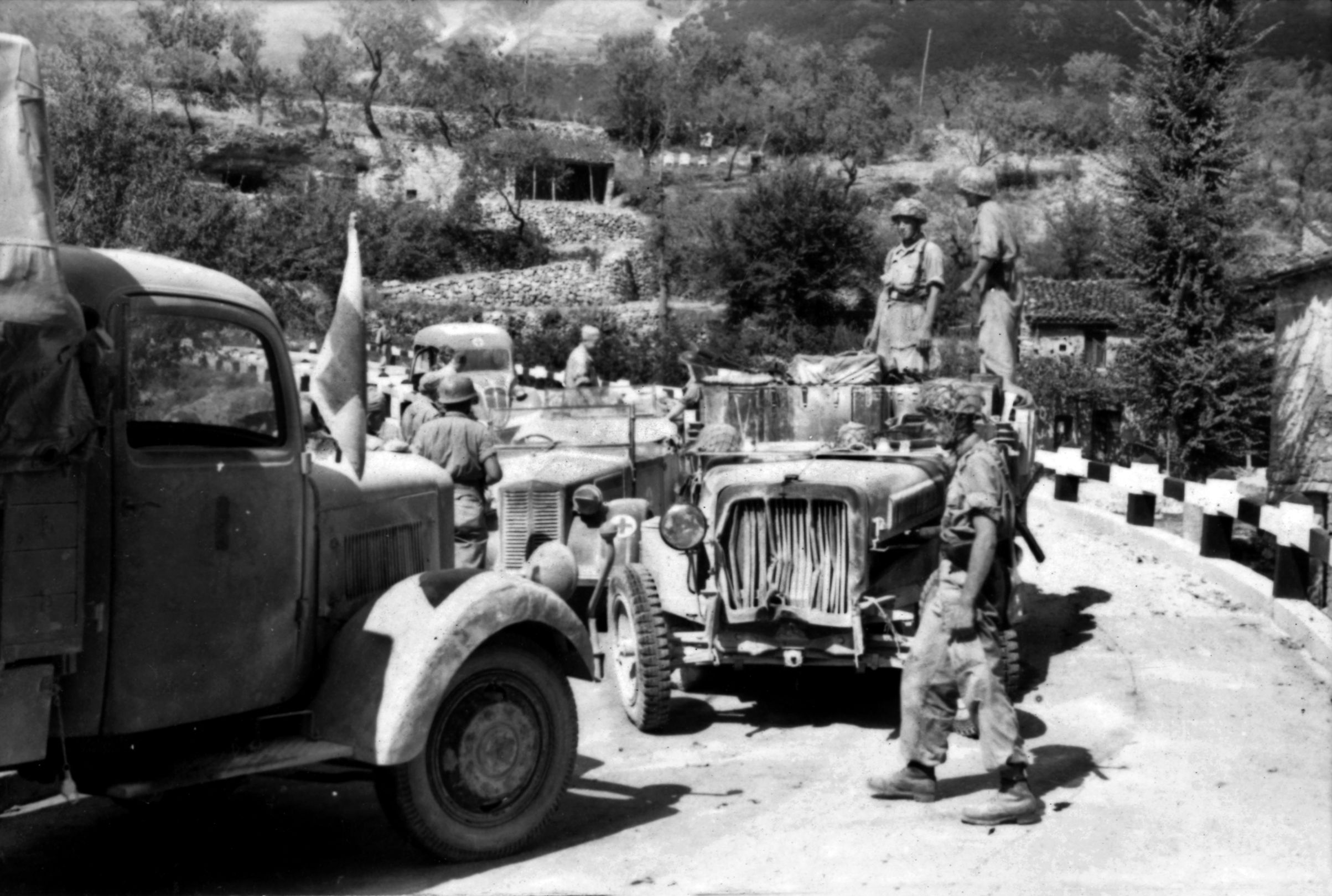 The lead officer and planner of Operation Oak, Major Harald Mors, arrives at the base of the Gran Sasso massif with 250 Fallschirmjägers after a 10-hour drive. After a brief firefight that killed two Italian guards and wounded two others, the cable car station was secured and Mors rode up to the Hotel Campo Imperatore to meet Benito Mussolini.