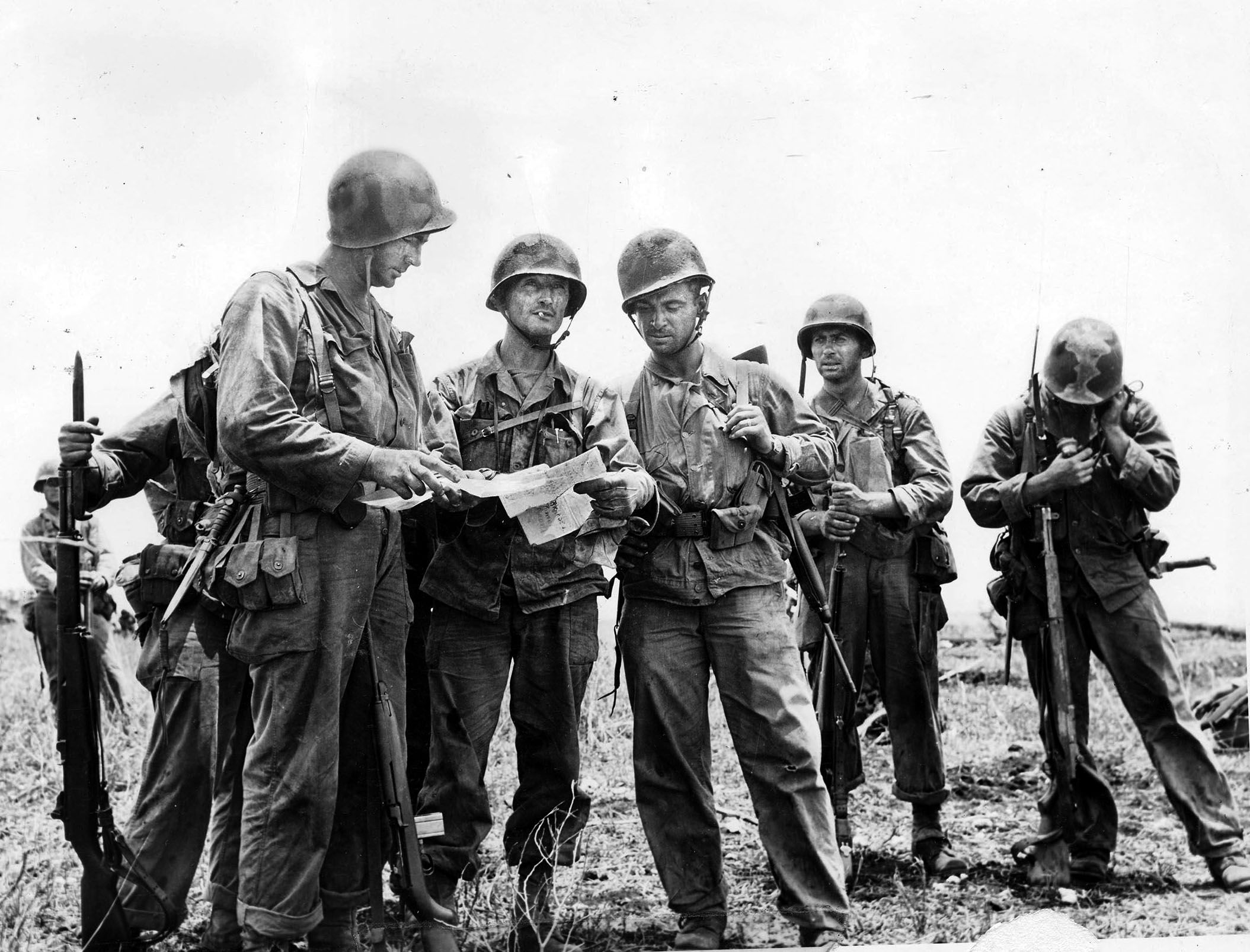 According to his posthumous Medal of Honor citation, 105th Infantry Regiment commander Lt. Col. William O’Brien, center, was last seen alive on July 7 manning a jeep-mounted .50-caliber machine gun “firing into the Japanese hordes that were then enveloping him.” 