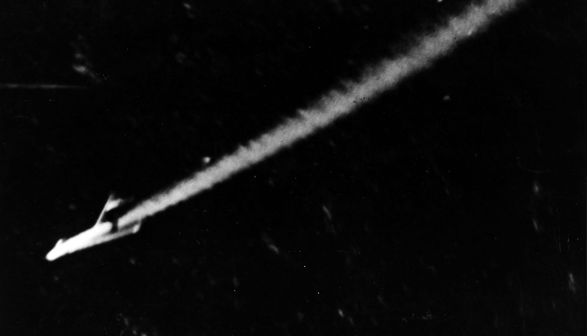 A Soviet MiG-15 is shot down by a burst of tracer rounds from a Navy F9F Panther over Korea in November 1950. While unconfirmed, it's possible that this is one of the MiGs Williams encountered.
