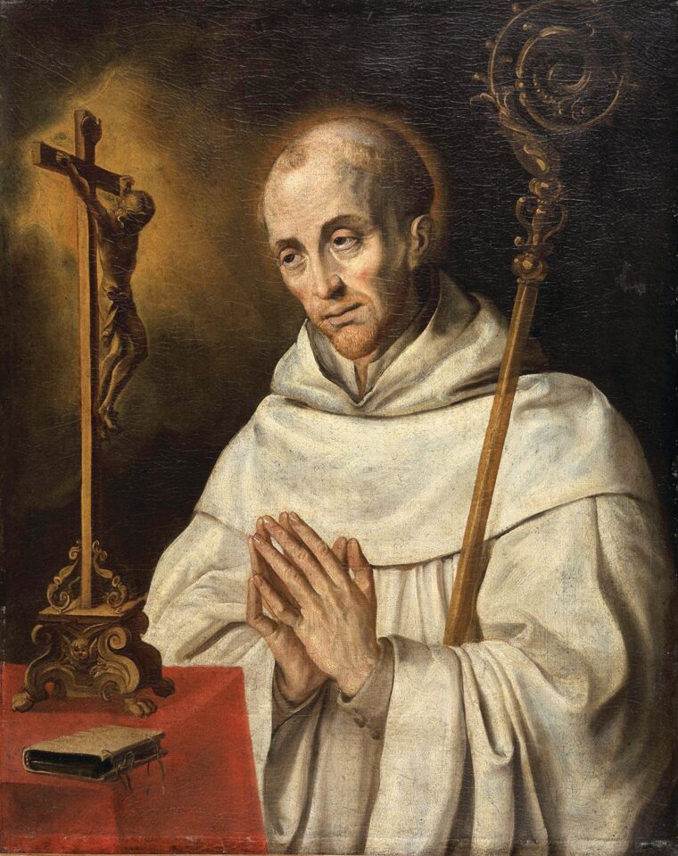 Influential monk, mystic, founder and abbot of the Abbey of Clairvaux (France), St. Bernard of Clairvaux (canonized in 1174) co-founded the Knights Templar and absolved them of sin for killing in the name of Christianity. He is the patron saint of beekeepers, candlemakers, Cistercians, and Knights Templar, and of Burgundy (France), Gibraltar, and Queen’s College, Cambridge.