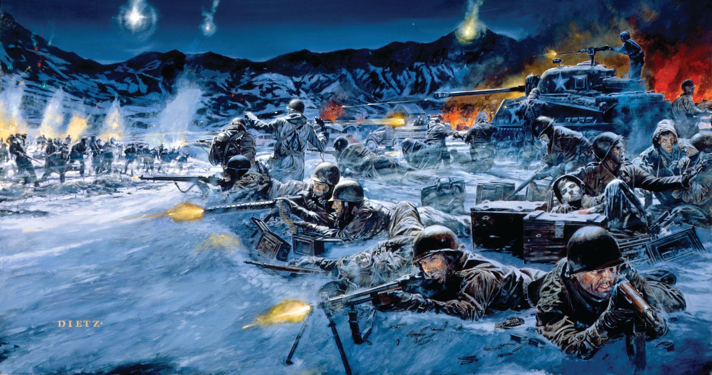 The painting First Victory, by James Dietz, depicts then-Lt. Col. Paul Freeman, commander of the 23rd Regimental Combat Team, in the 1951 Battle of Chipyong-ni, sometimes called “the Gettysburg of the Korean War.”
