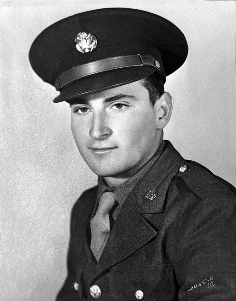 Sergeant Joe “Peppy” Sciarra, 27th IR. A platoon sergeant at 20, he led a 36-man heavy weapons unit during the 1945 mountain campaign for Balete Pass on Luzon. Carrying nearly 100 pounds of gear and weapons in the tropical heat, Sciarra survived Japanese ambushes, Banzai charges, and a shrapnel wound to earn the Bronze Star.