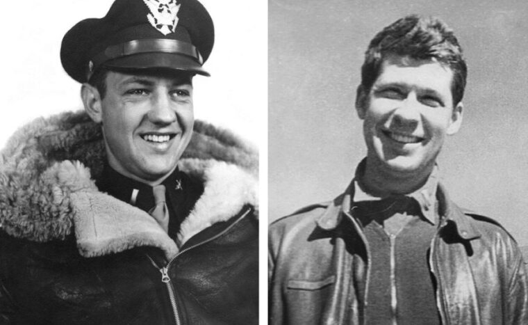 From left are Robert Cress and John B. White Jr., who were shot down on separate missions over the Romanian oil refineries at Ploesti. Cress returned home alive in 1944. The remains of White and his crew were repatriated in 1949.