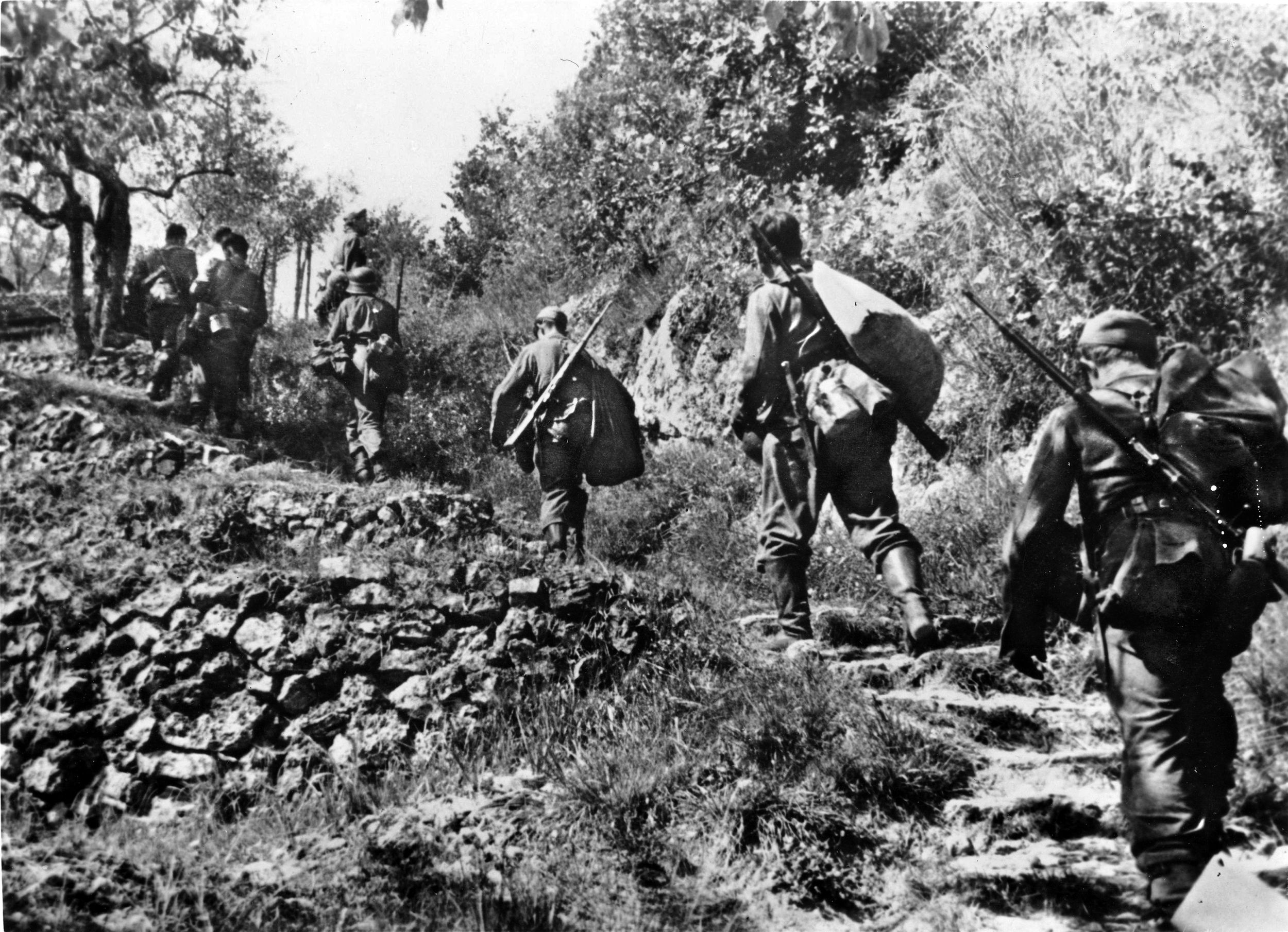 German troops in Italy, October 1944. By holding the high ground, the Germans kept the much larger Allied forces from advancing.