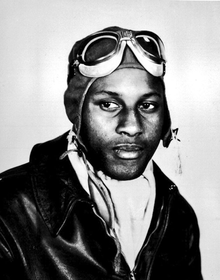 Charles B. Hall photographed as an Army Air Forces cadet in 1941. Hall would go on to make military aviation history as the first African American pilot to shoot down an enemy aircraft in combat.