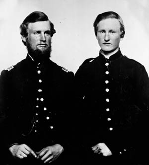 Captain John Raines, left, served in the 2nd Tennessee Cavalry; his brother, Private Thomas Raines, right, served in the 5th Tennessee Infantry. Both were Union Army units. 