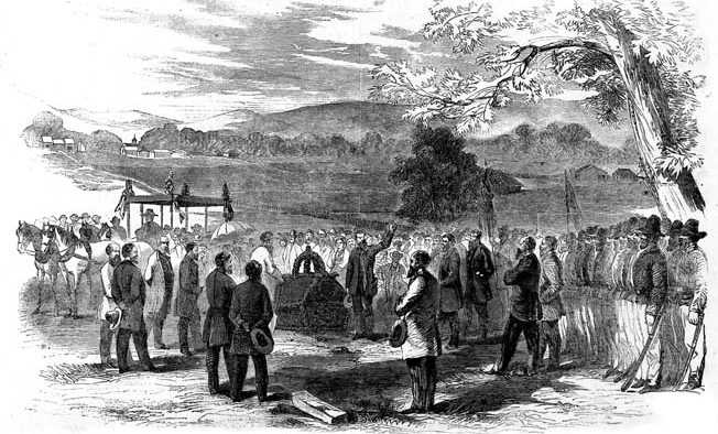 A mass funeral was held in Comfort, Texas, after the Civil War for 34 pro-Union German Texans killed in the Nueces Massacre of 1862. Nine were summarily hanged after they surrendered to Confederate authorities.