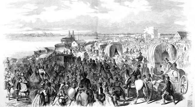 As General Braxton Bragg’s Confederates threatened Louisville, Nelson ordered women and children to evacuate, causing widespread panic in the civilian population.