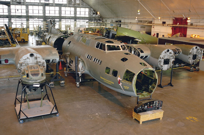 Restoration begins on the B-17F “Memphis Belle.”