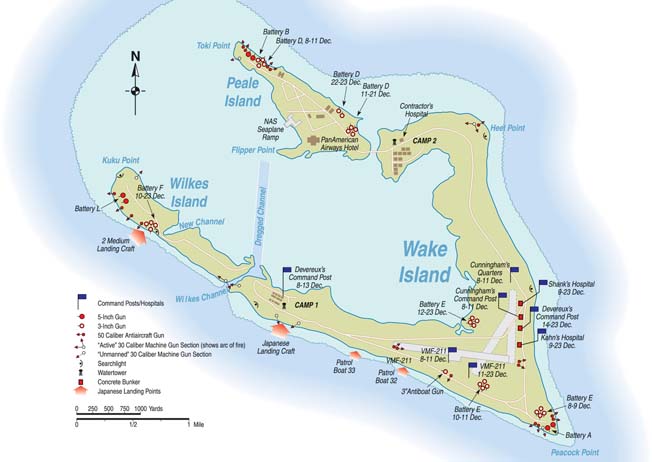 A map of Wake Island. 