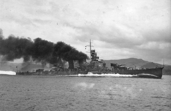 The Japanese flagship, the cruiser Aoba, was battered by American shells even as Admiral Goto believed he was enduring friendly fire. Goto died on the cruiser's deck during the battle.