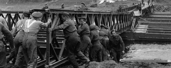 The practical and portable British Bailey Bridge helped Allied troops remain on the march.