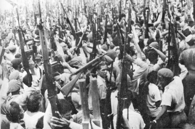 A ragtag group of poorly trained anti-Castro Cubans, covertly supported by the CIA, landed at the Bay of Pigs to overthrow the communist in Cuba.