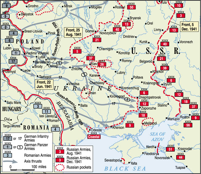 A map of Ukraine during the Bloody Triangle conflicts of WWII's Eastern Front.  