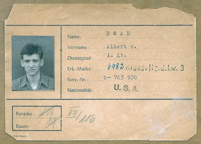 Boam’s German POW identification card. He spent 10 months in captivity before being liberated by Patton’s Third Army. 