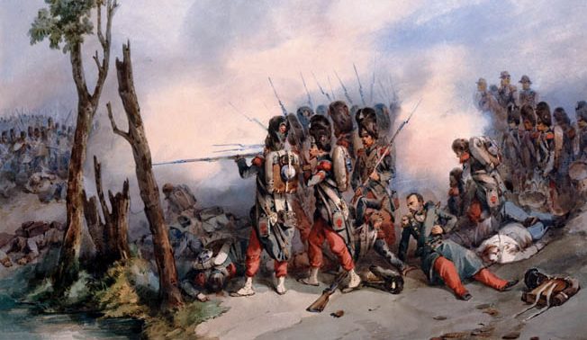 Magenta was a soldier's battle, and the French army boasted some of the finest infantry units in Europe. Bearskin-hatted grenadiers of the French Imperial Guard are shown heavily engaged at Magenta.
